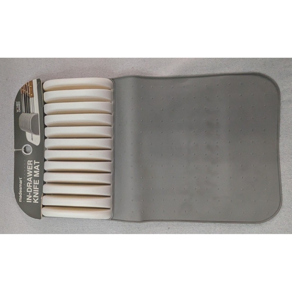 Madesmart In-Drawer Knife Mat Kitchen Organizer 11 Slot Gray White NEW Storage